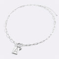 Sterling Silver Pave Initial Pendant Necklace with Paperclip Chain by Seeyoura