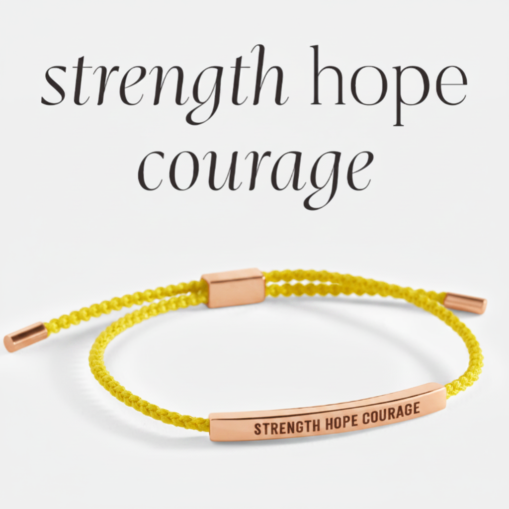 Strength Hope Courage Inspire Bracelet in Lemon Yellow, 18-k-rose-gold-plated by Seeyoura