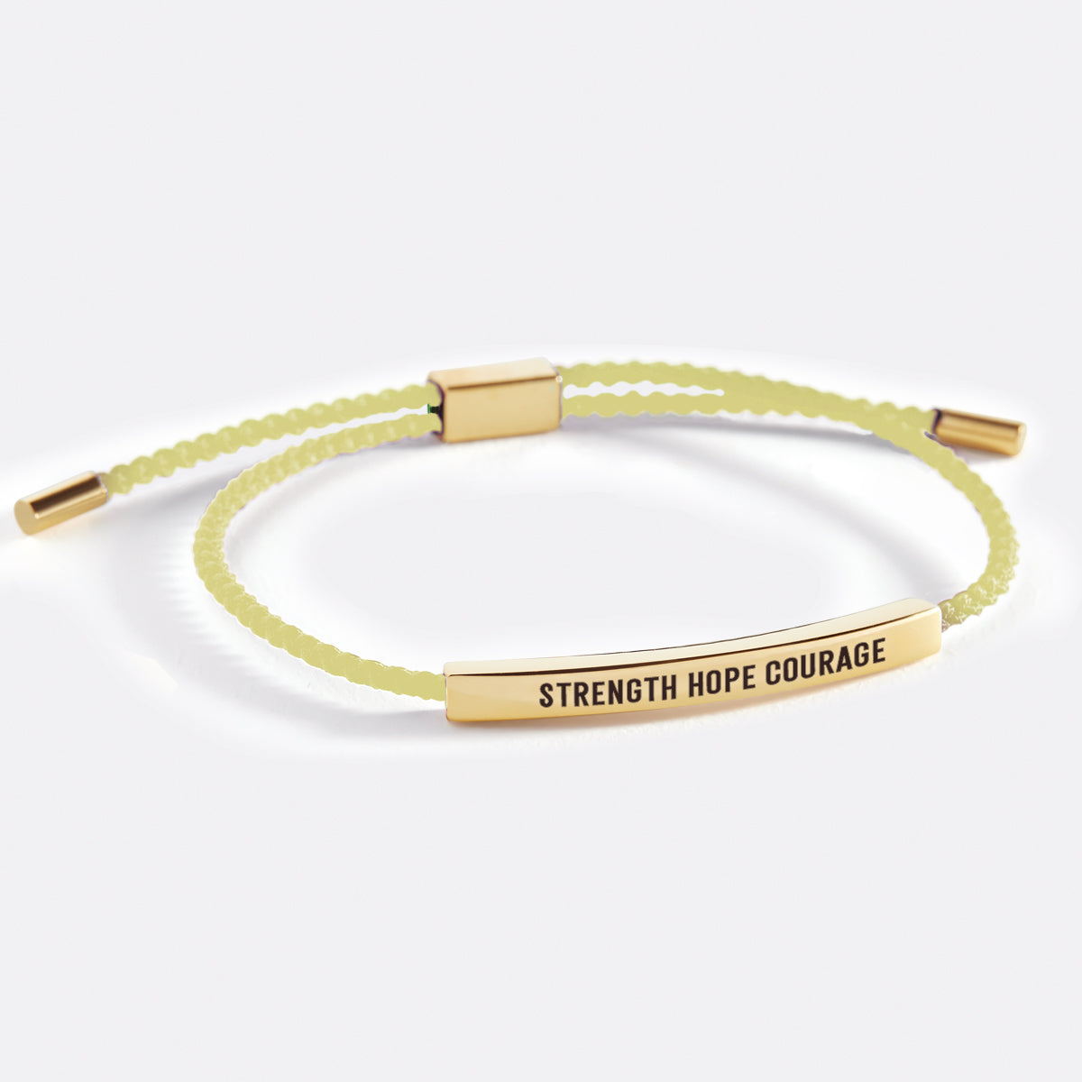 Strength Hope Courage Inspire Bracelet in Lemon Yellow, gold by Seeyoura