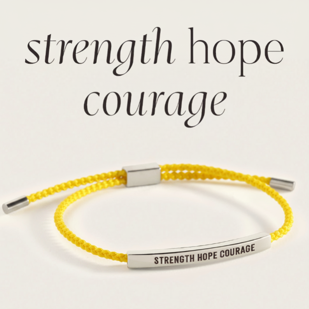 Strength Hope Courage Inspire Bracelet in Lemon Yellow, silver by Seeyoura
