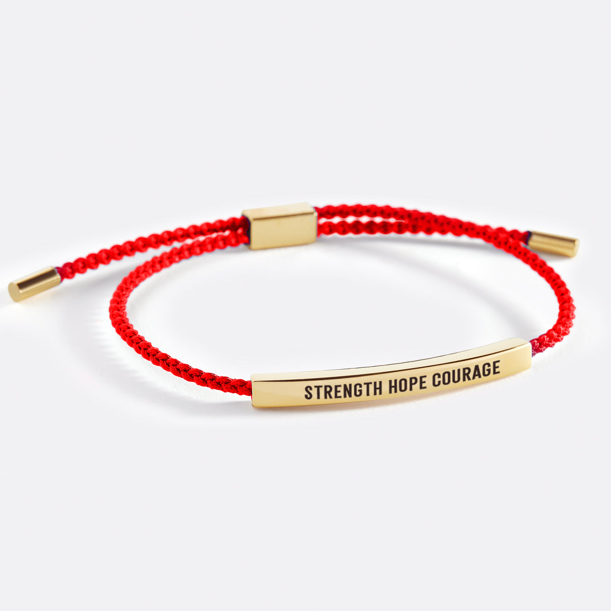 Strength Hope Courage Inspire Bracelet in Lucky Red, gold by Seeyoura