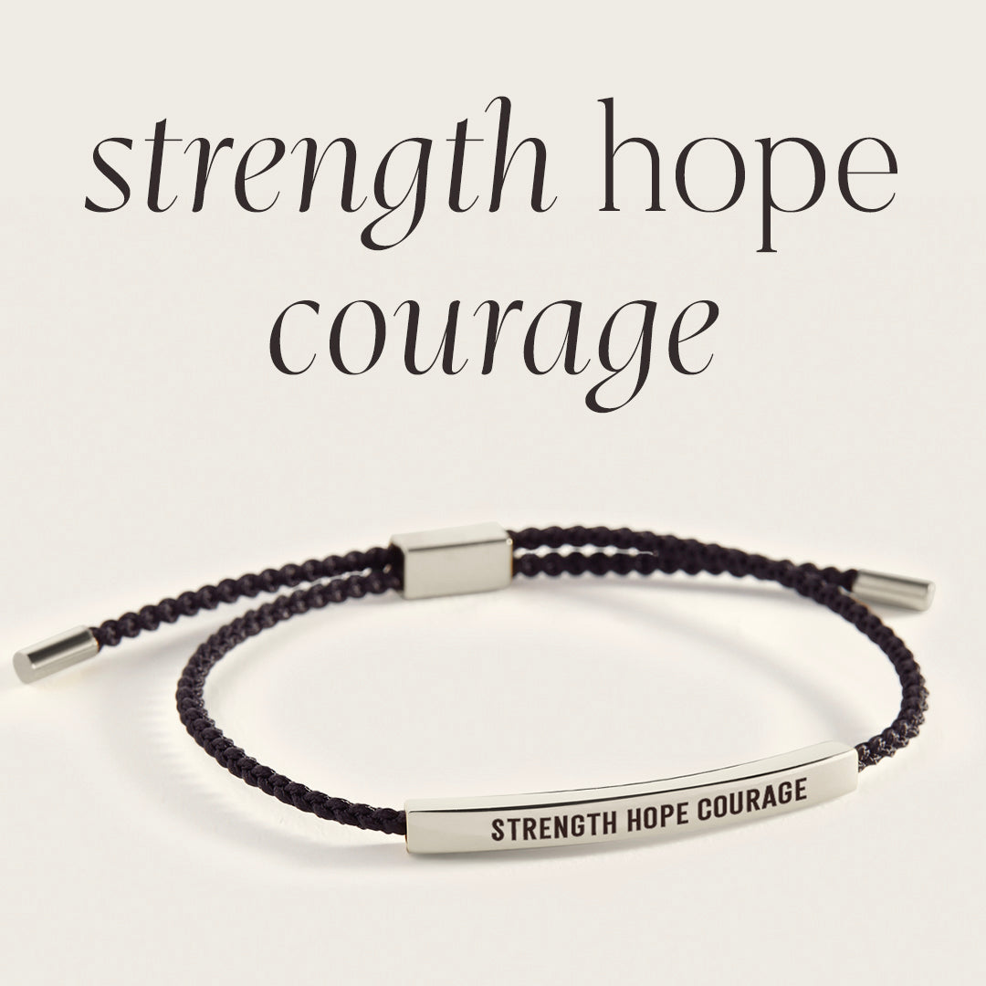 Strength Hope Courage Inspire Bracelet in Midnight Black, silver by Seeyoura