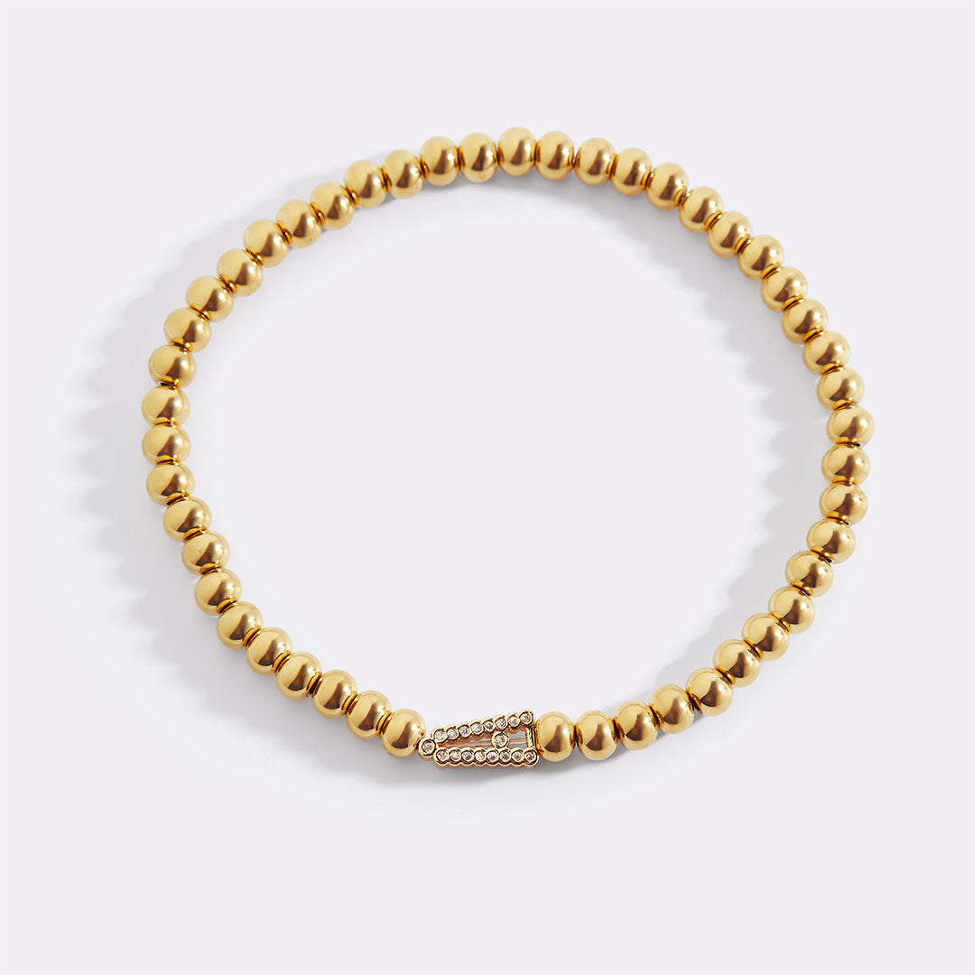 Stretch Diamond Initial Beaded Bracelet in 7.5" by Seeyoura