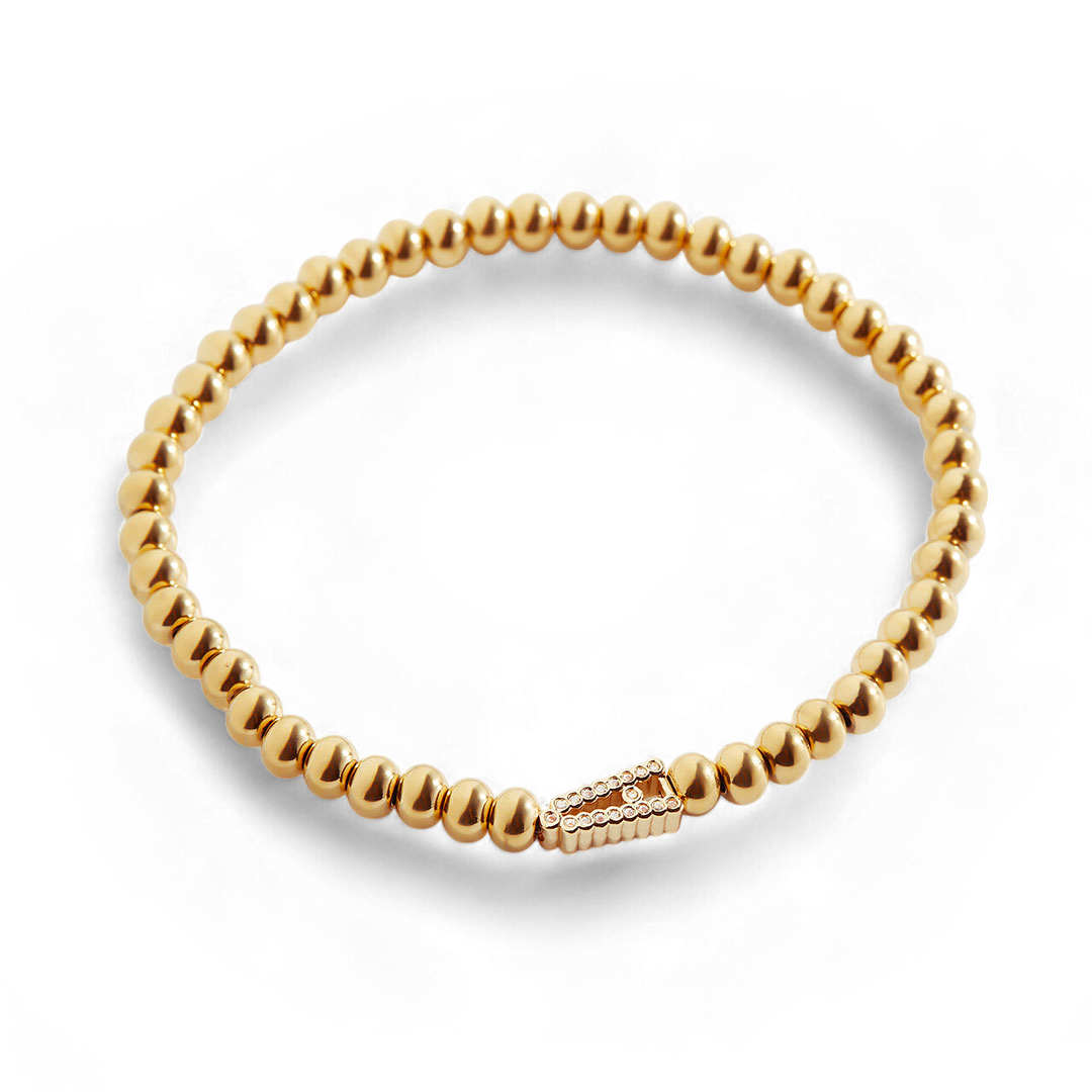 Stretch Diamond Initial Beaded Bracelet by Seeyoura