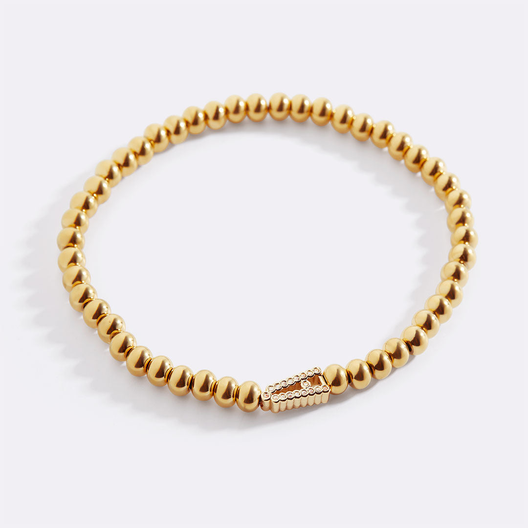 Stretch Diamond Initial Beaded Bracelet by Seeyoura