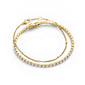 Tennis Bracelet and Satellite Chain Bracelet Bundle in gold, 7" by Seeyoura