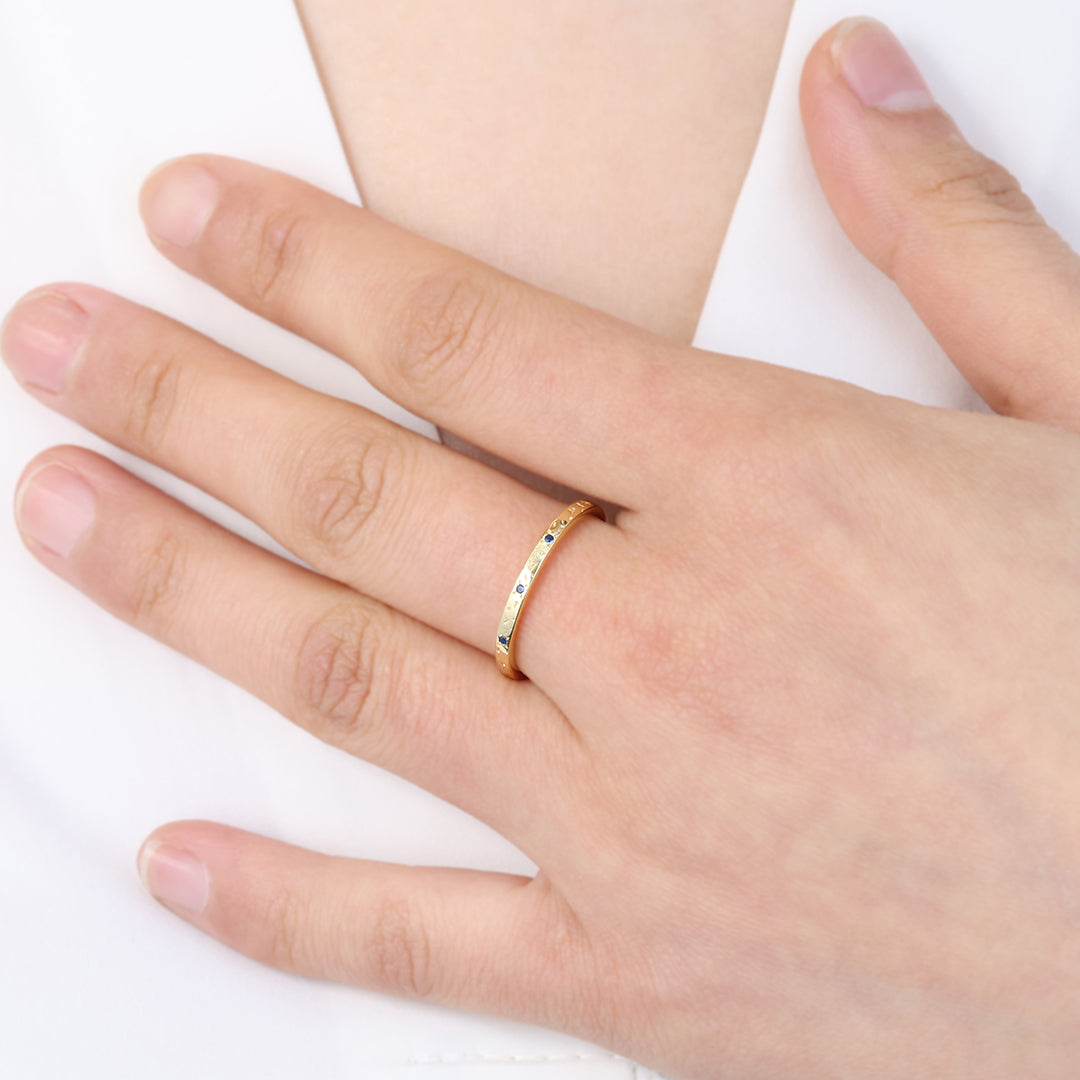 Narrow Textured Gold Birthstone Band by Seeyoura