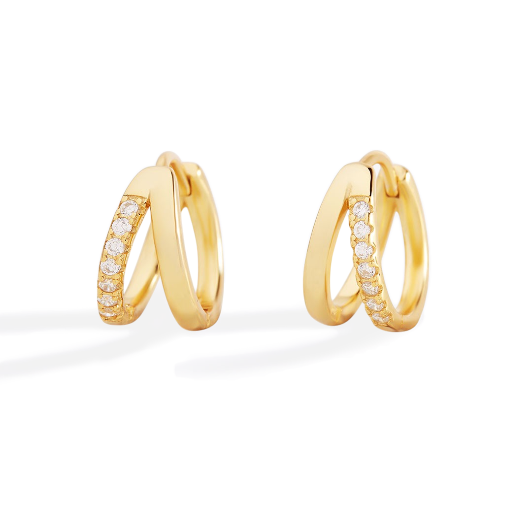 The Luna Double Huggies in Gold by Seeyoura