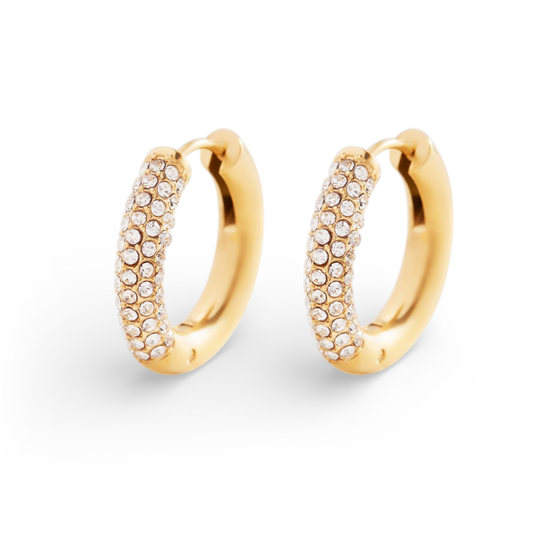 The Pavé Huggie Hoop Earrings by Seeyoura
