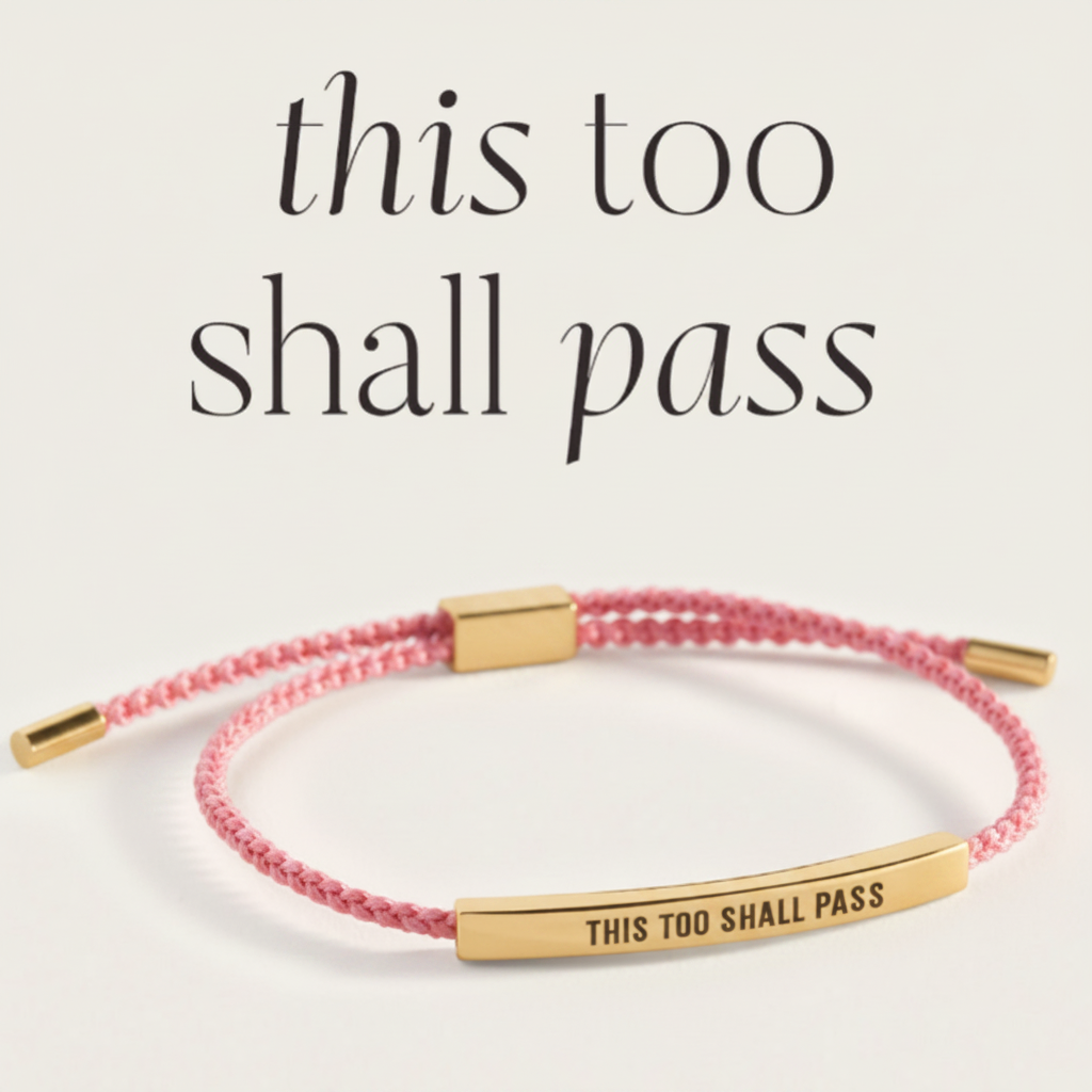 This Too Shall Pass Inspire Bracelet in Pink, gold by Seeyoura