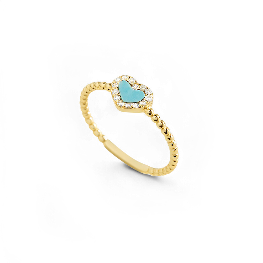 Tiny Gemstone Heart Stacking Ring by Seeyoura