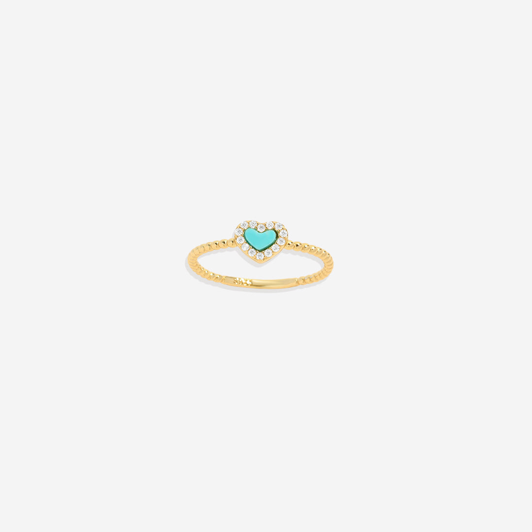 Tiny Gemstone Heart Stacking Ring by Seeyoura