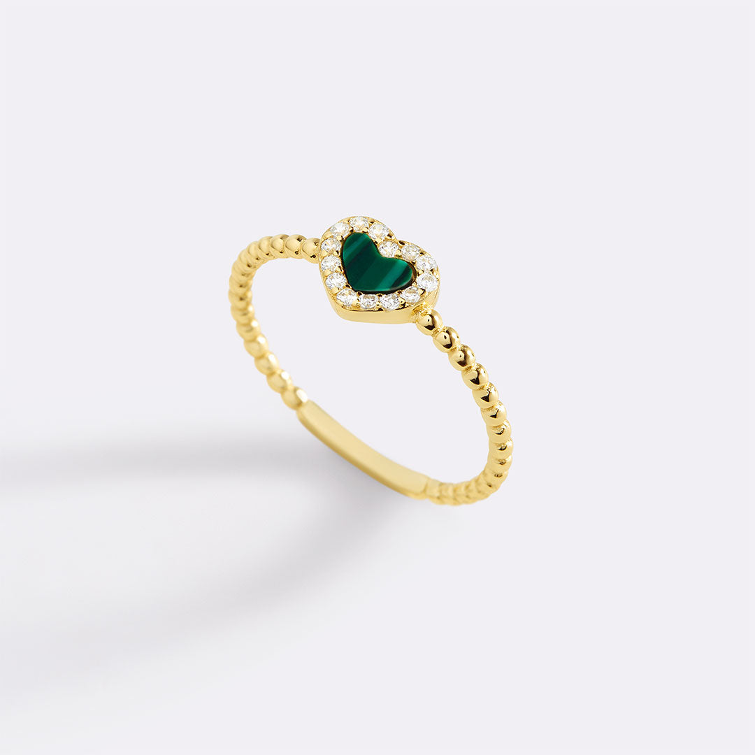 Tiny Gemstone Heart Stacking Ring by Seeyoura
