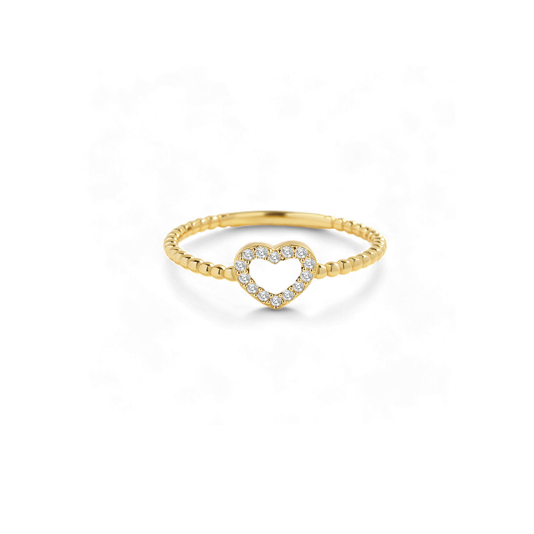 Tiny Gemstone Heart Stacking Ring in mother-of-pearl by Seeyoura