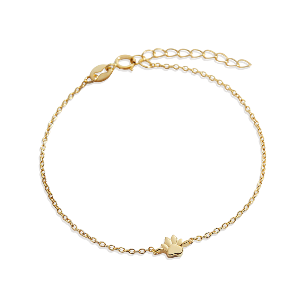 Tiny Pawprint Bracelet in 6.5" + 1", gold by Seeyoura