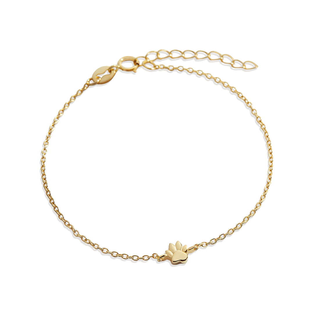 Tiny Pawprint Bracelet in 6.5" + 1", gold by Seeyoura