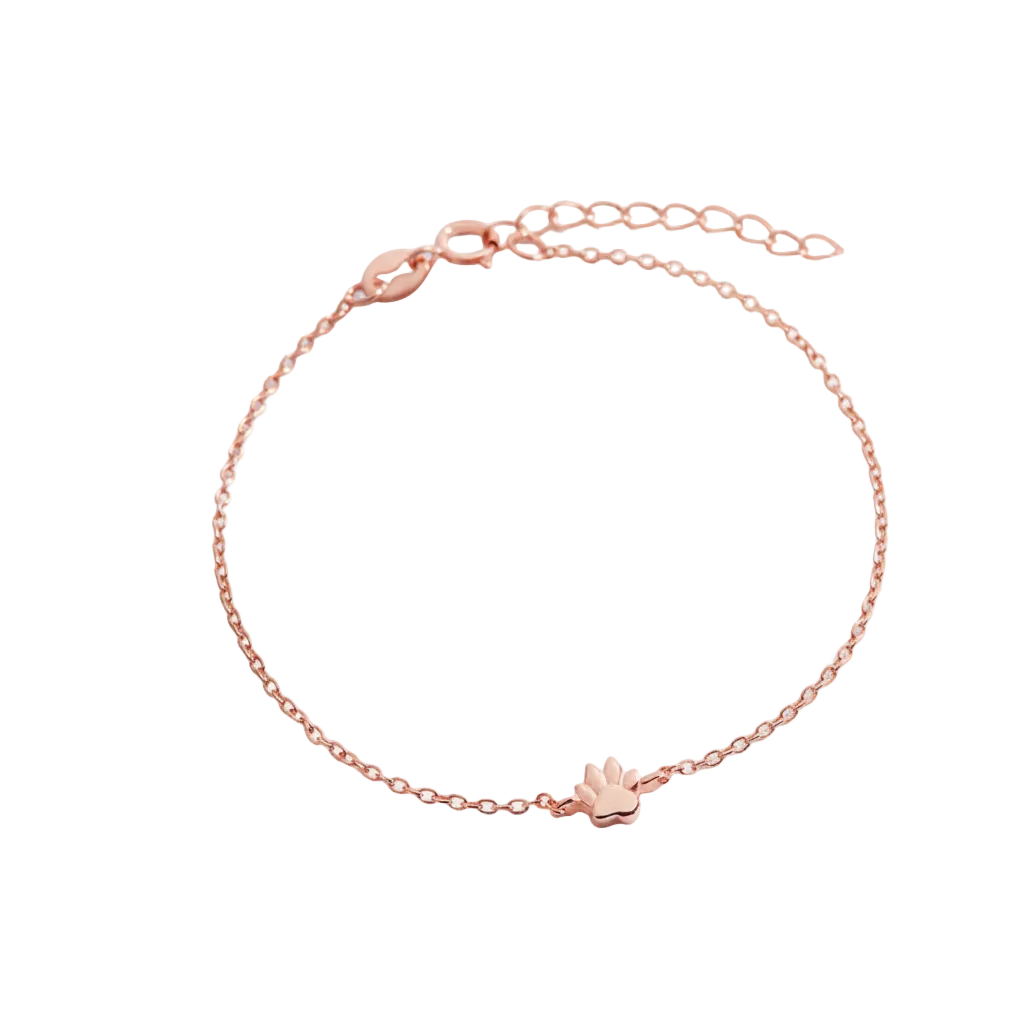 Tiny Pawprint Bracelet in 6.5" + 1", rose-gold by Seeyoura
