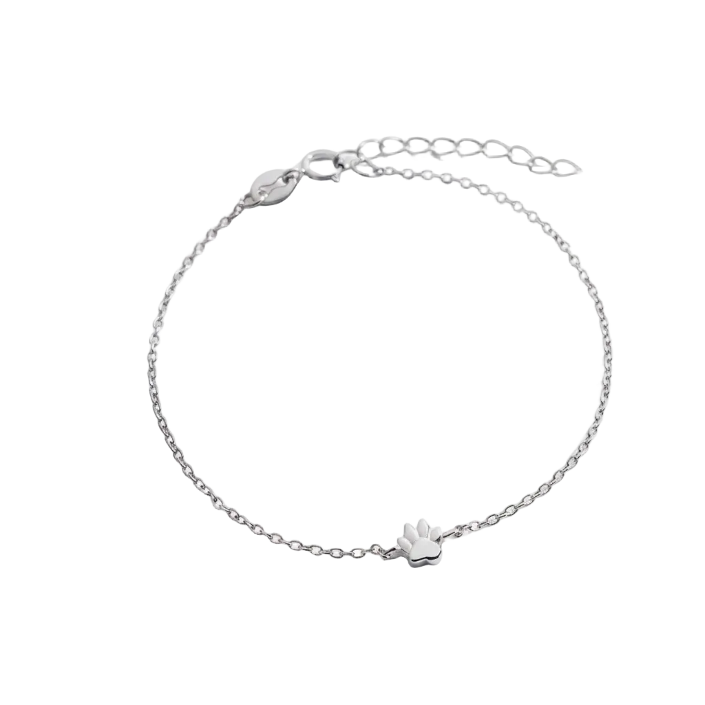 Tiny Pawprint Bracelet in 6.5" + 1", silver by Seeyoura