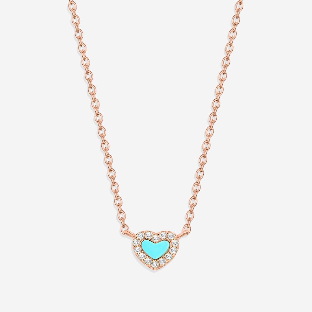 Tiny Turquoise Heart Choker in 18-k-rose-gold-over-sterling-silver by Seeyoura