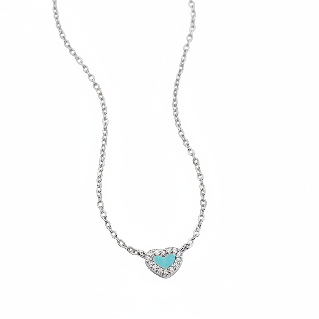 Tiny Turquoise Heart Choker in 925-sterling-silver by Seeyoura