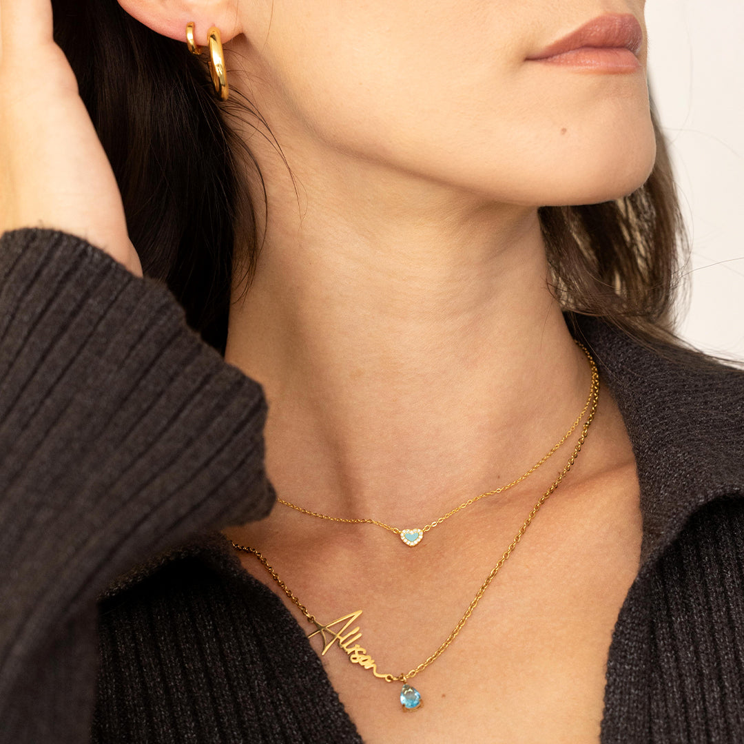 Tiny Turquoise Heart Choker by Seeyoura