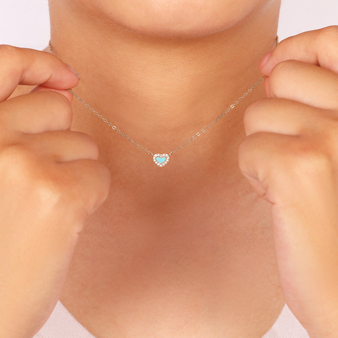 Tiny Turquoise Heart Choker by Seeyoura