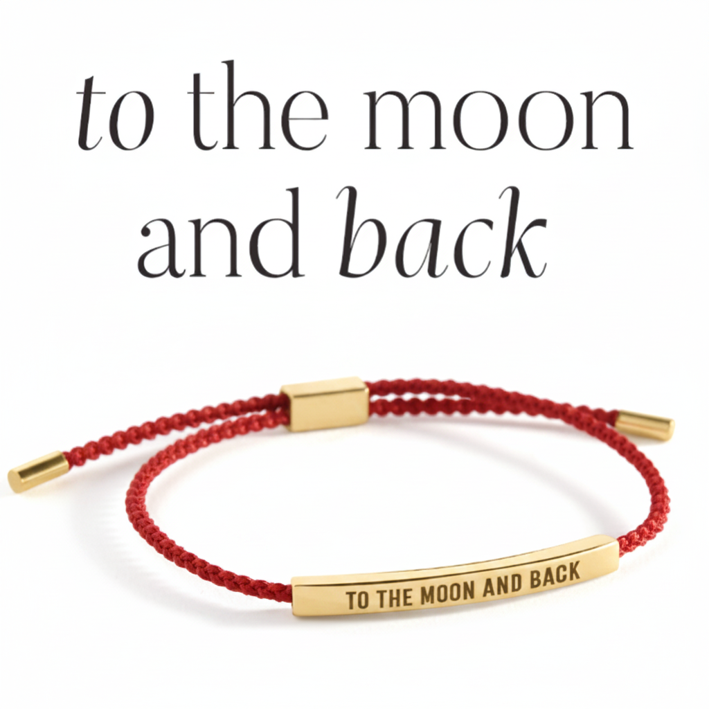 To The Moon And Back Inspire Bracelet in Lucky Red, gold by Seeyoura