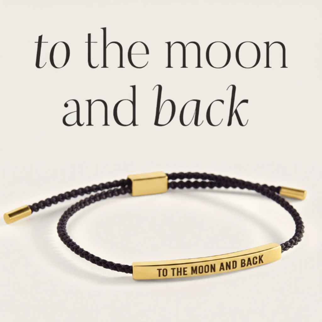 To The Moon And Back Inspire Bracelet in Midnight Black, gold by Seeyoura