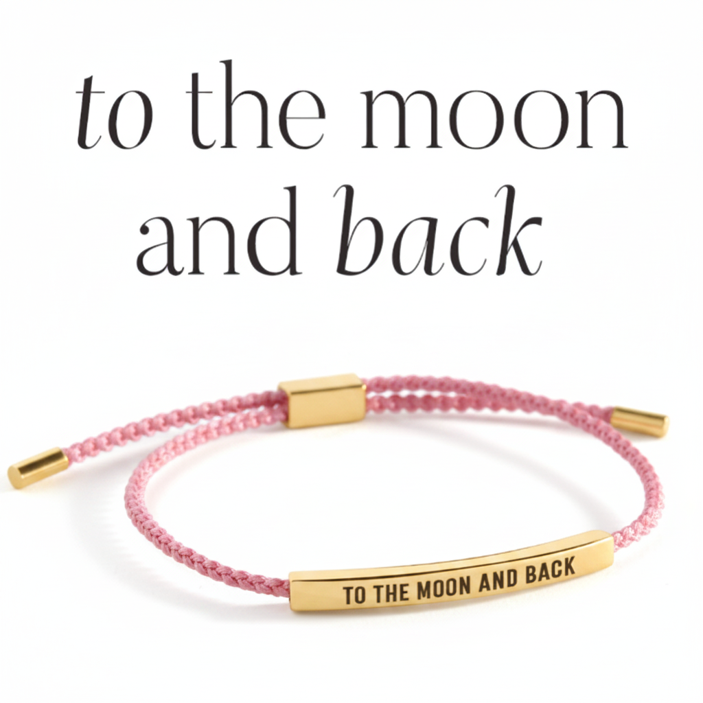To The Moon And Back Inspire Bracelet in Pink, gold by Seeyoura