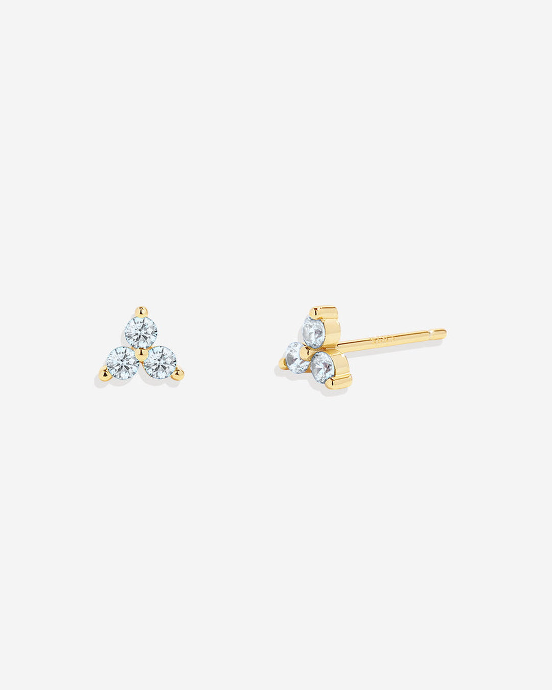 Trinity Birthstone Stud Earrings in April Diamond, 18-k-gold-over-sterling-silver by Seeyoura