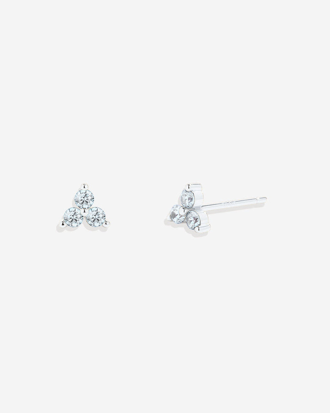Trinity Birthstone Stud Earrings in April Diamond, 925-sterling-silver by Seeyoura