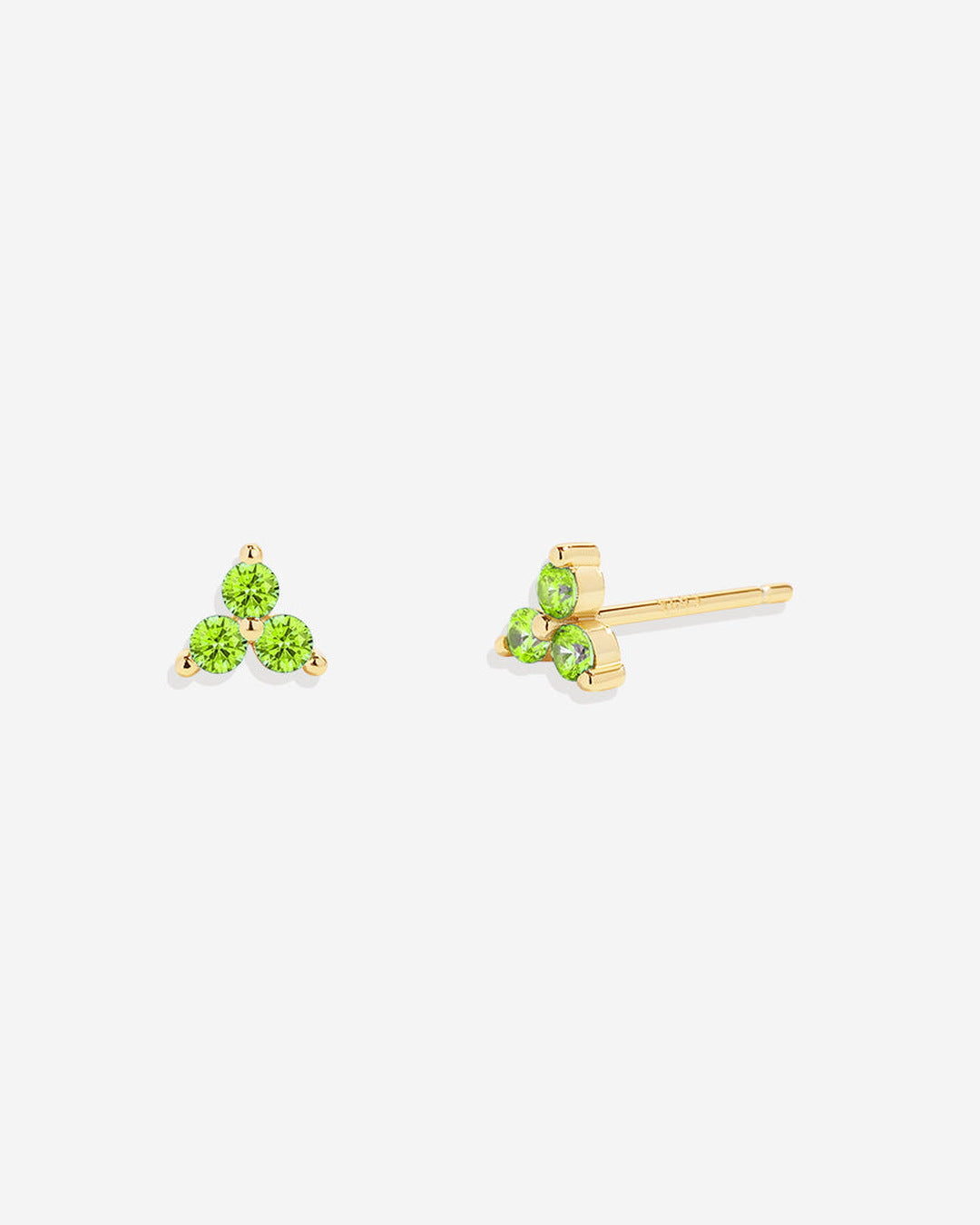 Trinity Birthstone Stud Earrings in August Peridot, 18-k-gold-over-sterling-silver by Seeyoura