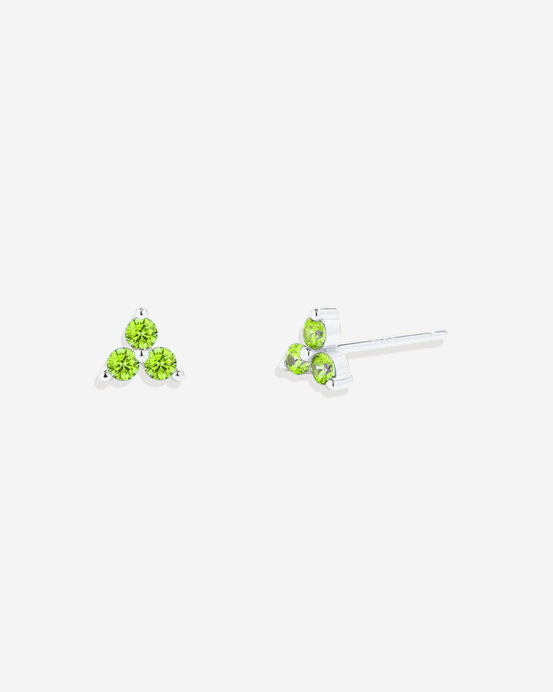 Trinity Birthstone Stud Earrings in August Peridot, 925-sterling-silver by Seeyoura