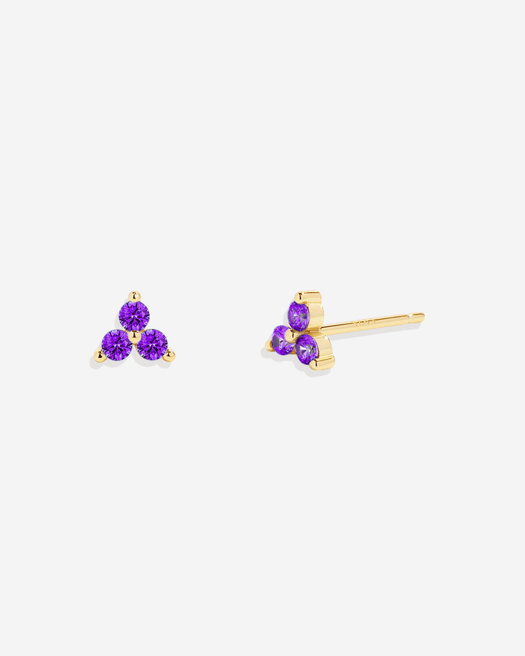 Trinity Birthstone Stud Earrings in February Amethyst, 18-k-gold-over-sterling-silver by Seeyoura