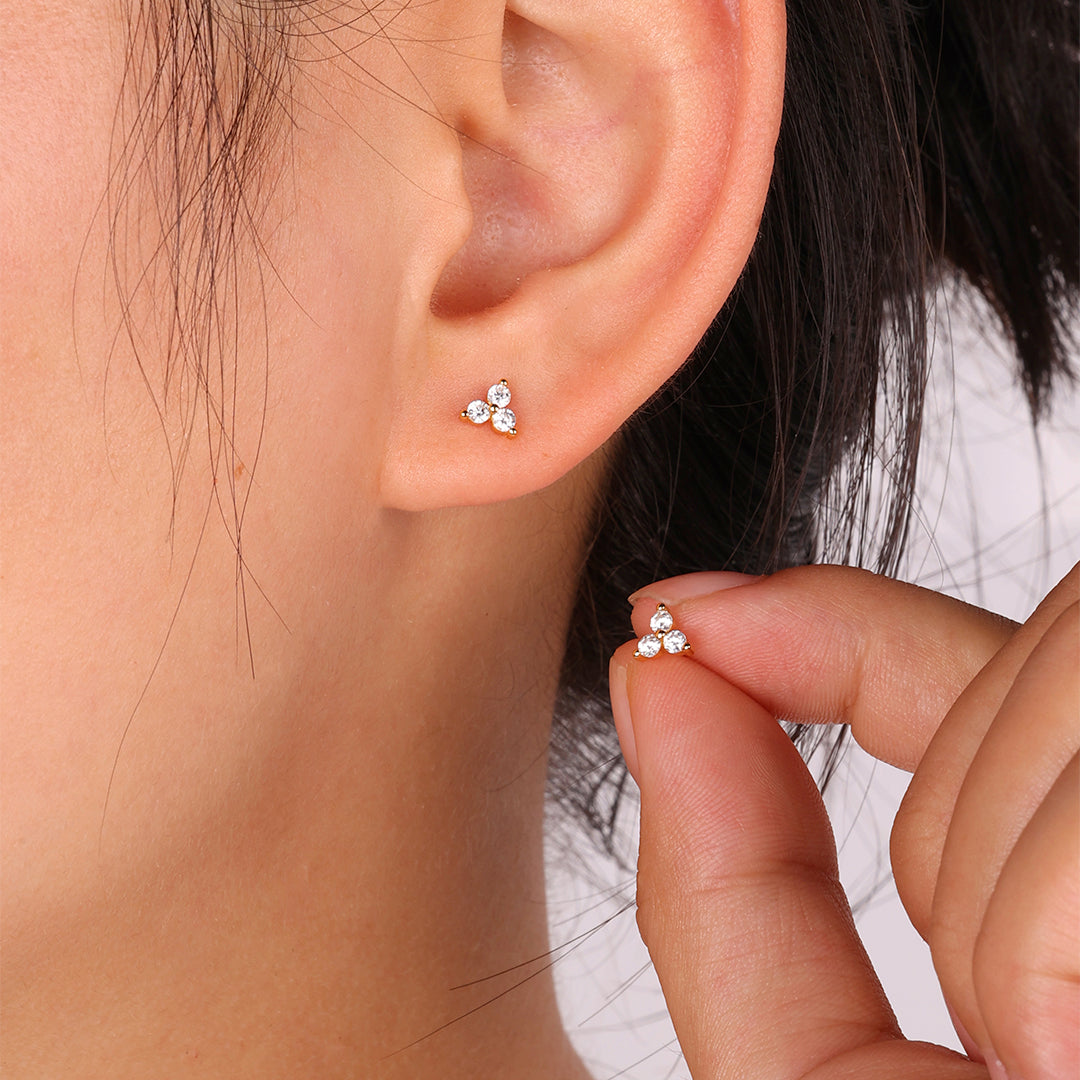 Trinity Birthstone Stud Earrings by Seeyoura