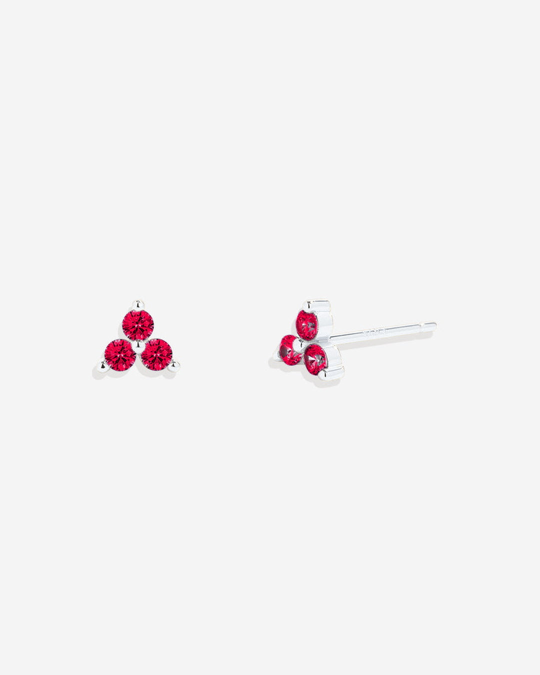 Trinity Birthstone Stud Earrings in July Ruby, 925-sterling-silver by Seeyoura