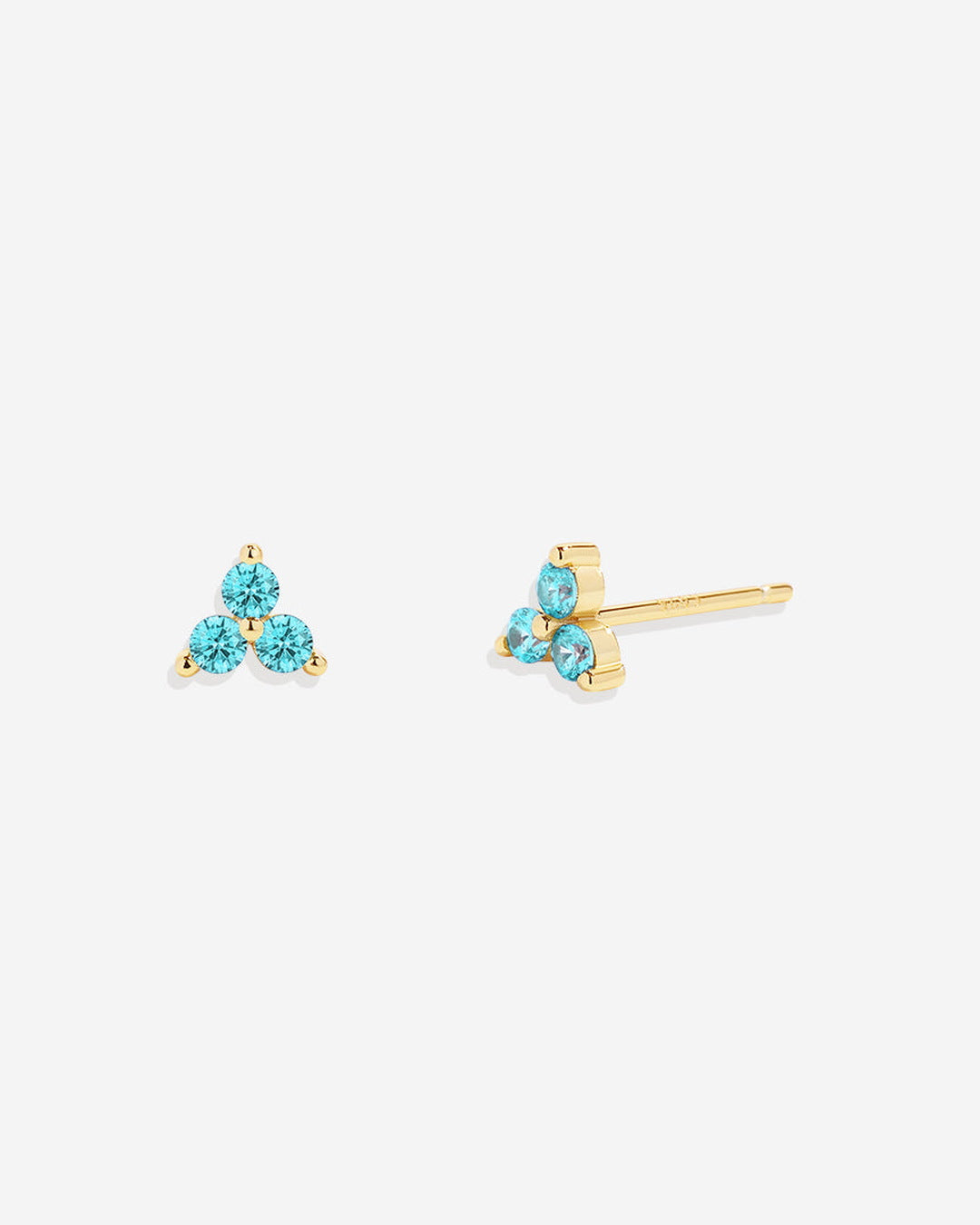 Trinity Birthstone Stud Earrings in March Aquamarine, 18-k-gold-over-sterling-silver by Seeyoura