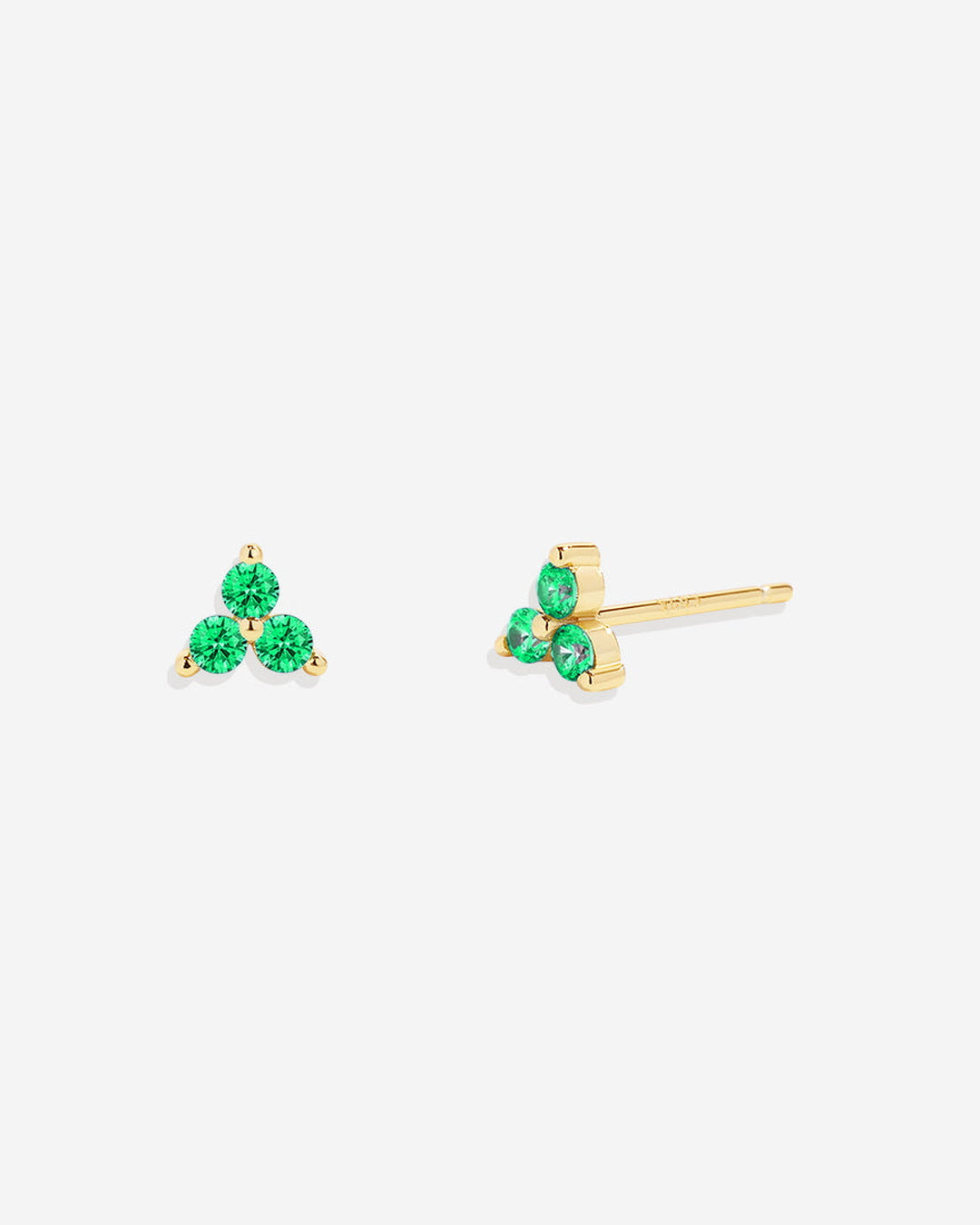 Trinity Birthstone Stud Earrings in May Emerald, 18-k-gold-over-sterling-silver by Seeyoura