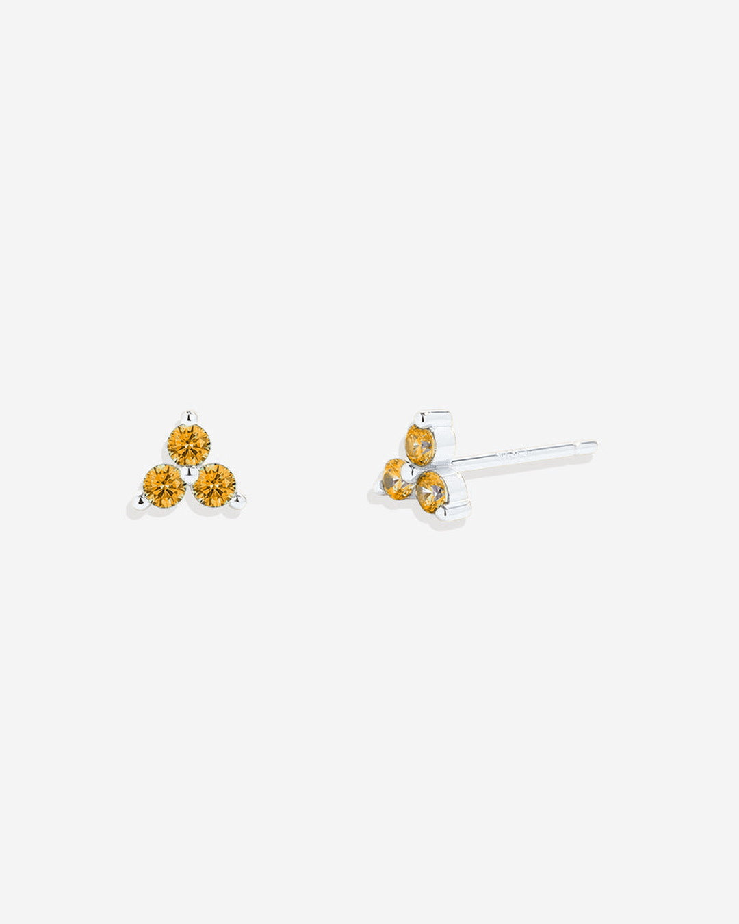 Trinity Birthstone Stud Earrings in November Citrine, 925-sterling-silver by Seeyoura