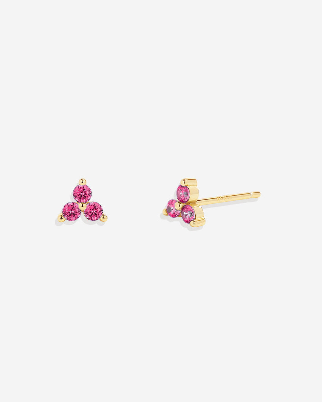 Trinity Birthstone Stud Earrings in October Pink Tourmaline, 18-k-gold-over-sterling-silver by Seeyoura