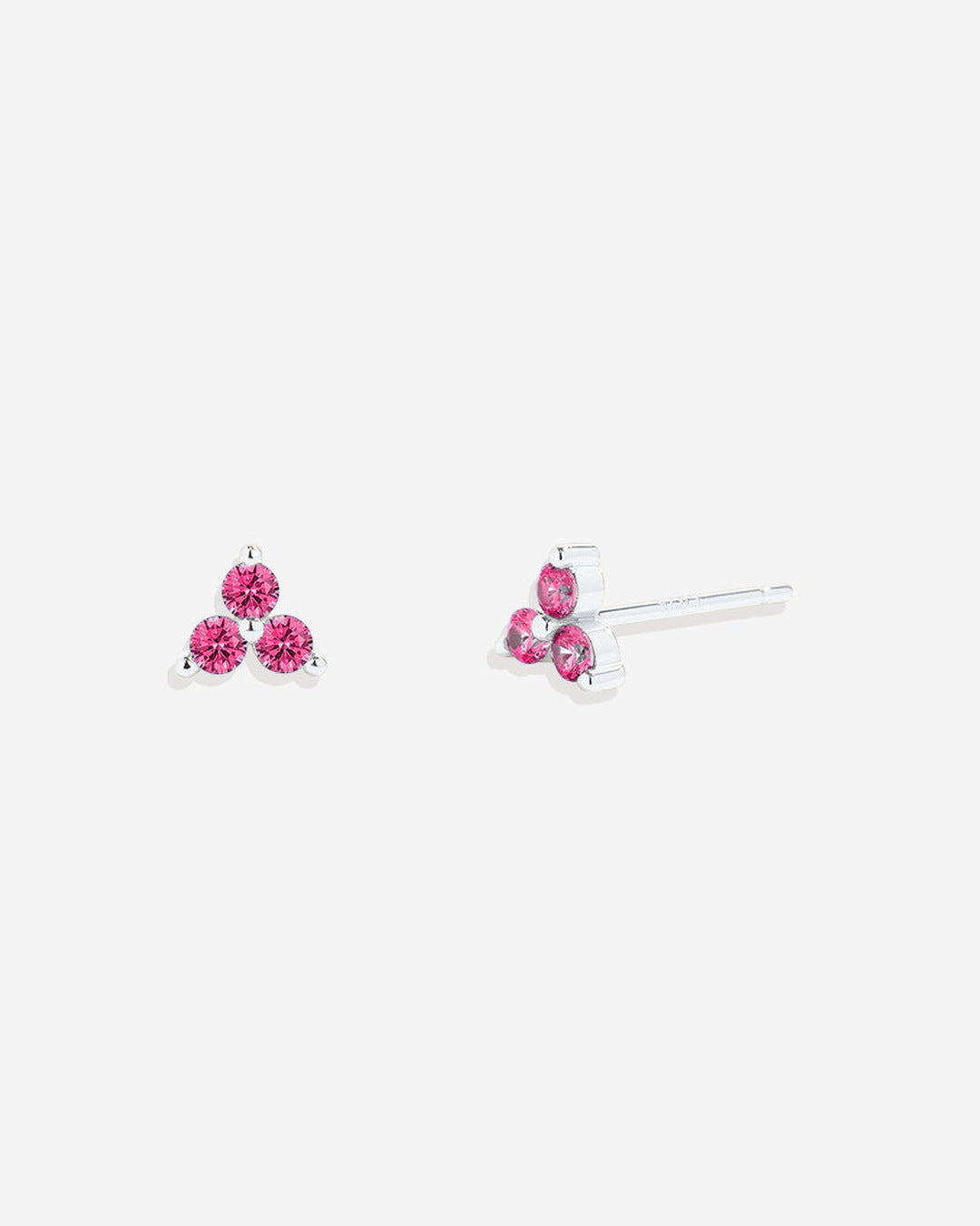Trinity Birthstone Stud Earrings in October Pink Tourmaline, 925-sterling-silver by Seeyoura