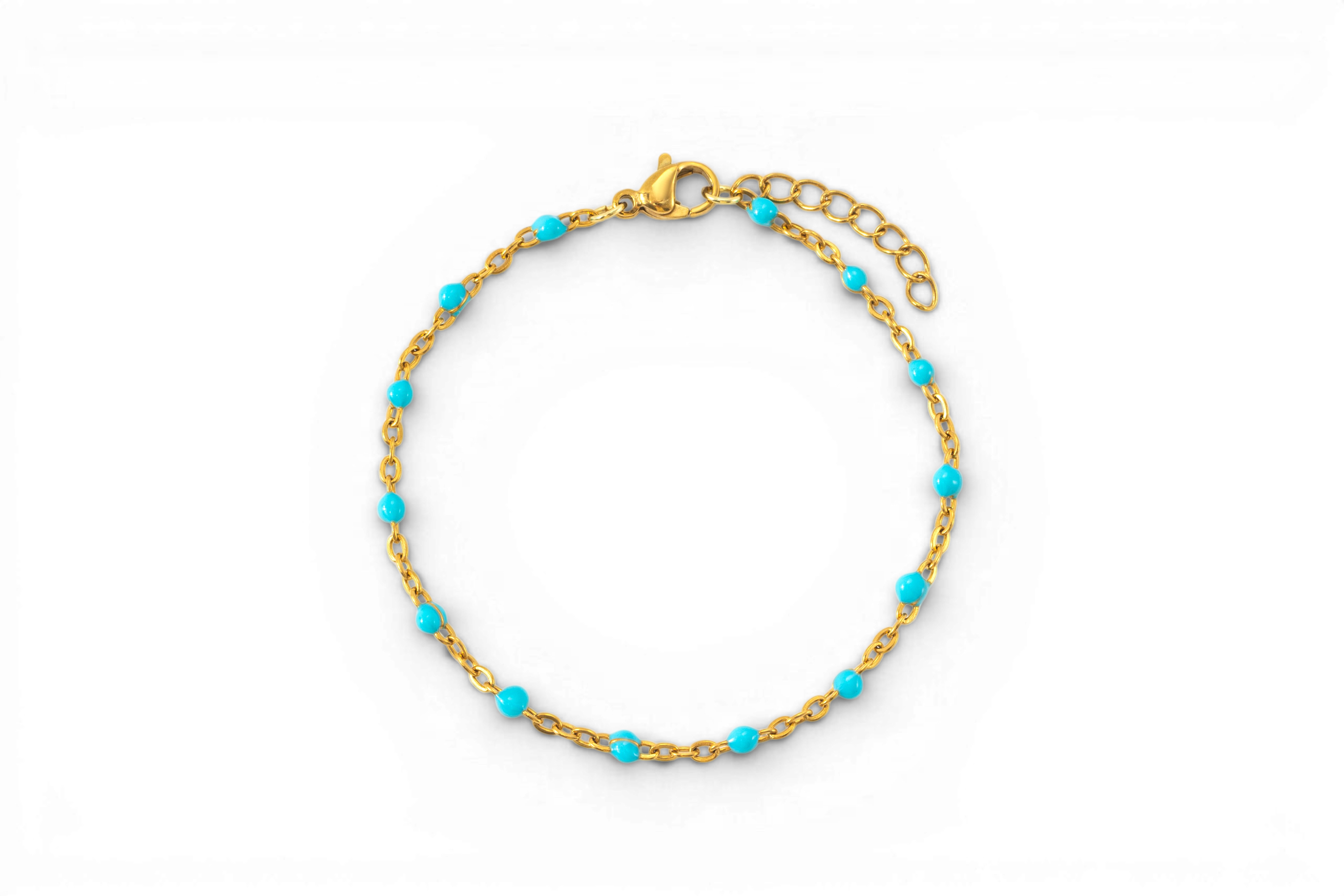 Turquoise Beaded Station Bracelet in Gold by Seeyoura