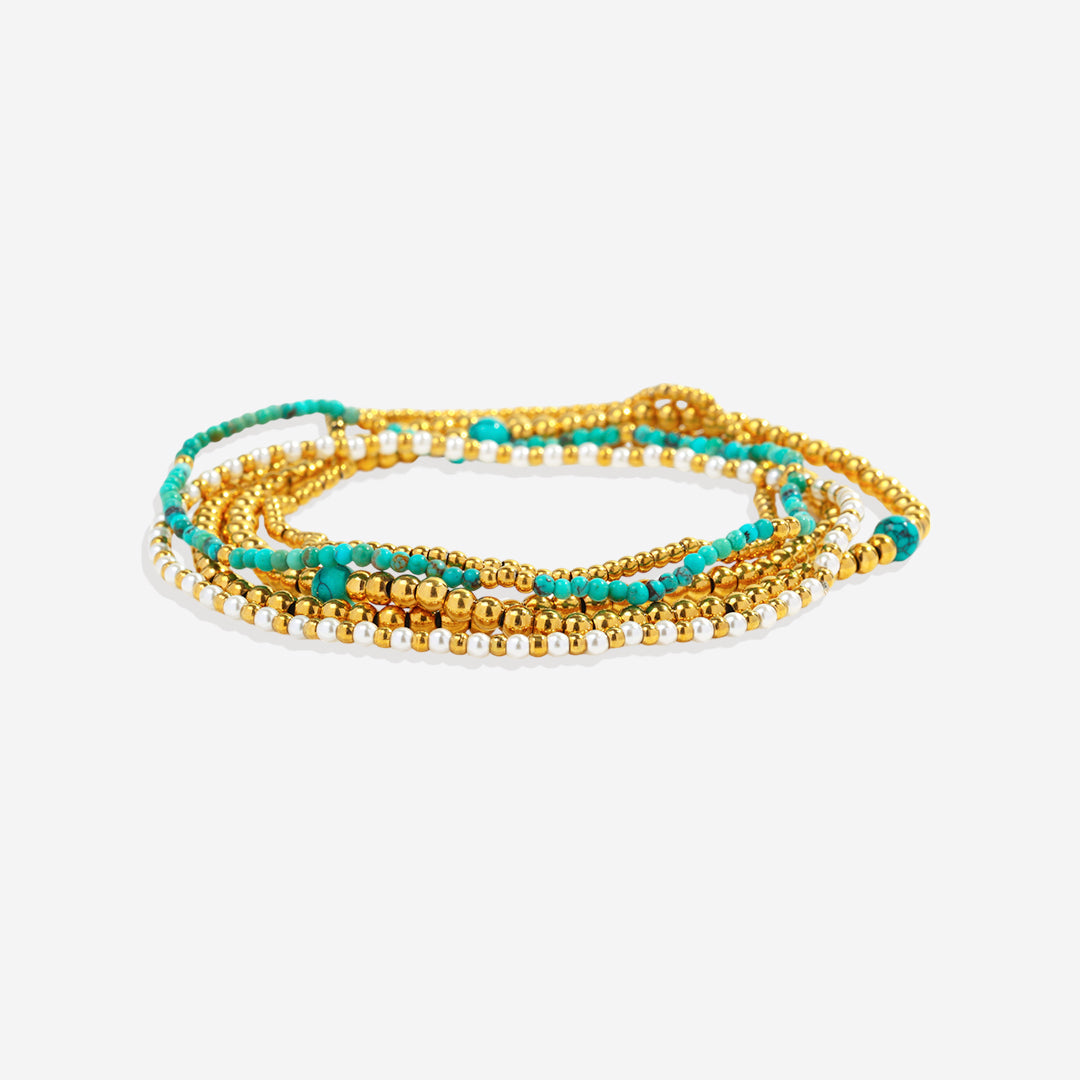 Turquoise Beaded Bracelet Stacking Set by Seeyoura