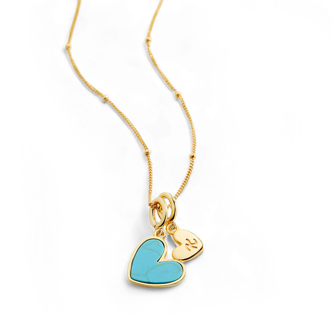 Turquoise Heart Initial Necklace in 925 Sterling by Seeyoura