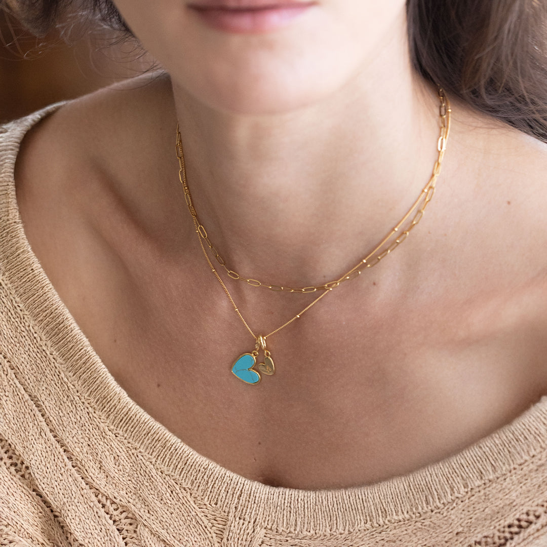 Turquoise Heart Initial Necklace by Seeyoura