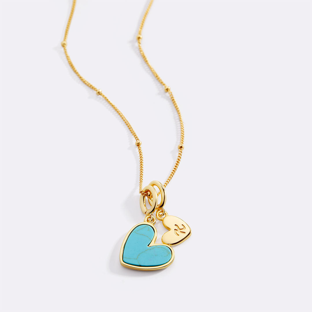 Turquoise Heart Initial Necklace by Seeyoura