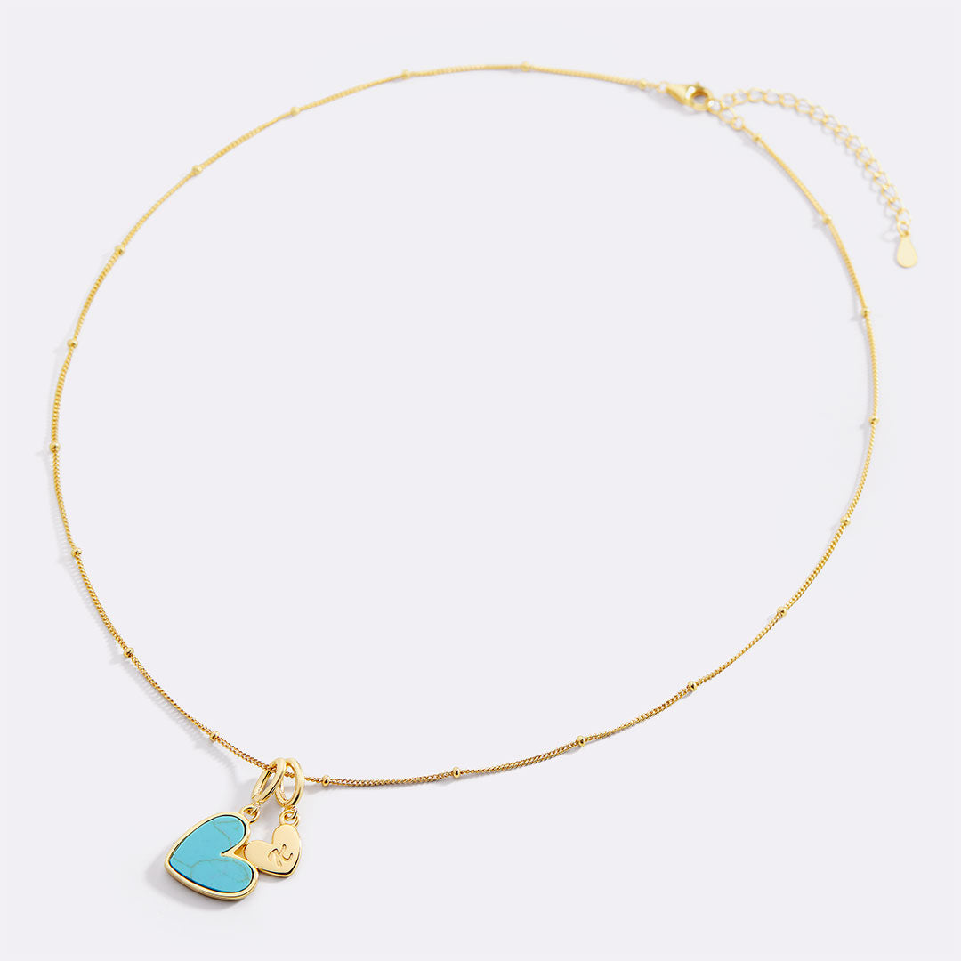 Turquoise Heart Initial Necklace by Seeyoura