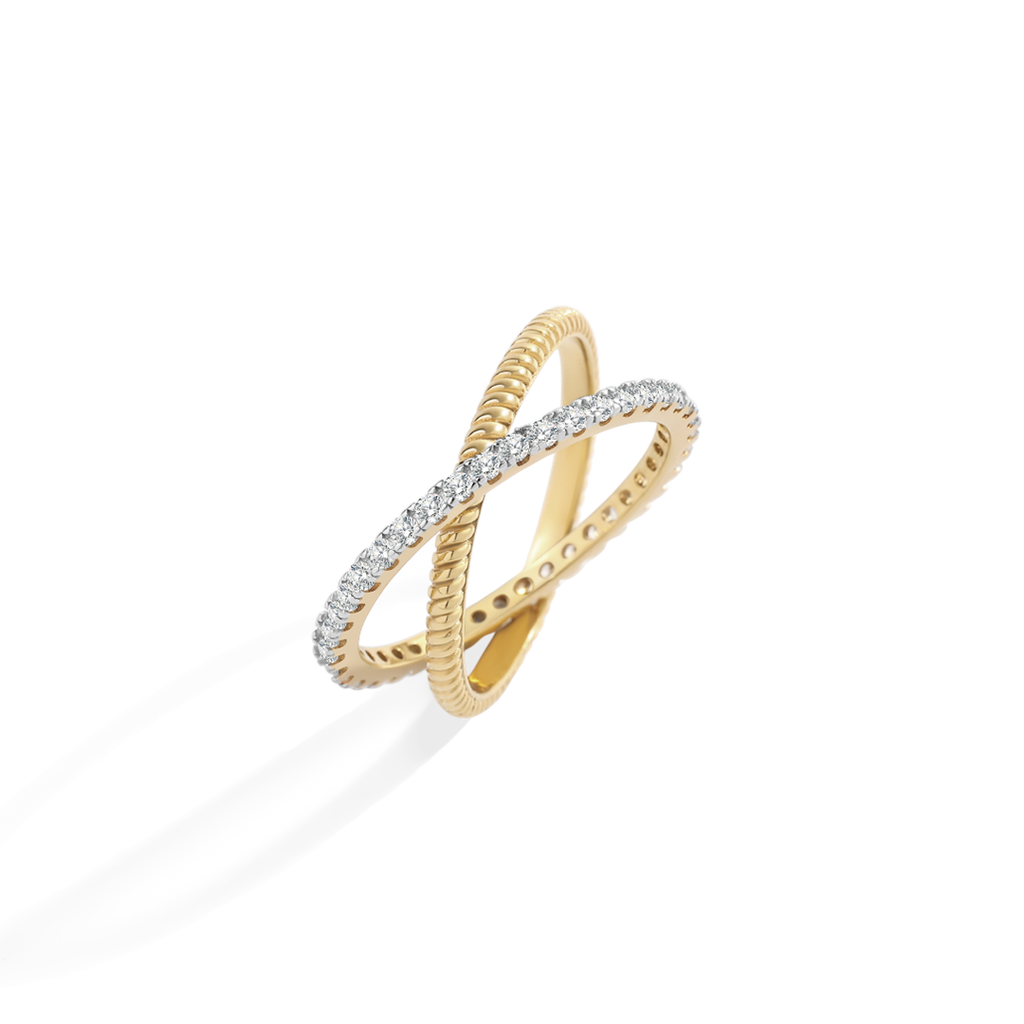 Twisted Interlocking Diamond Band in 18k Gold Over Sterling Silver by Seeyoura