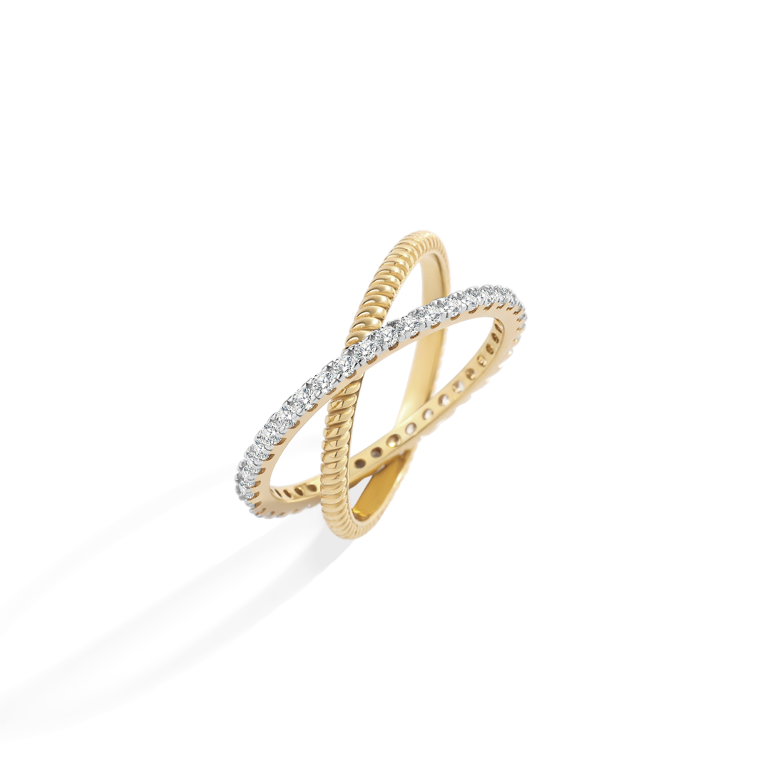 Twisted Interlocking Diamond Band in 18k Gold Over Sterling Silver by Seeyoura