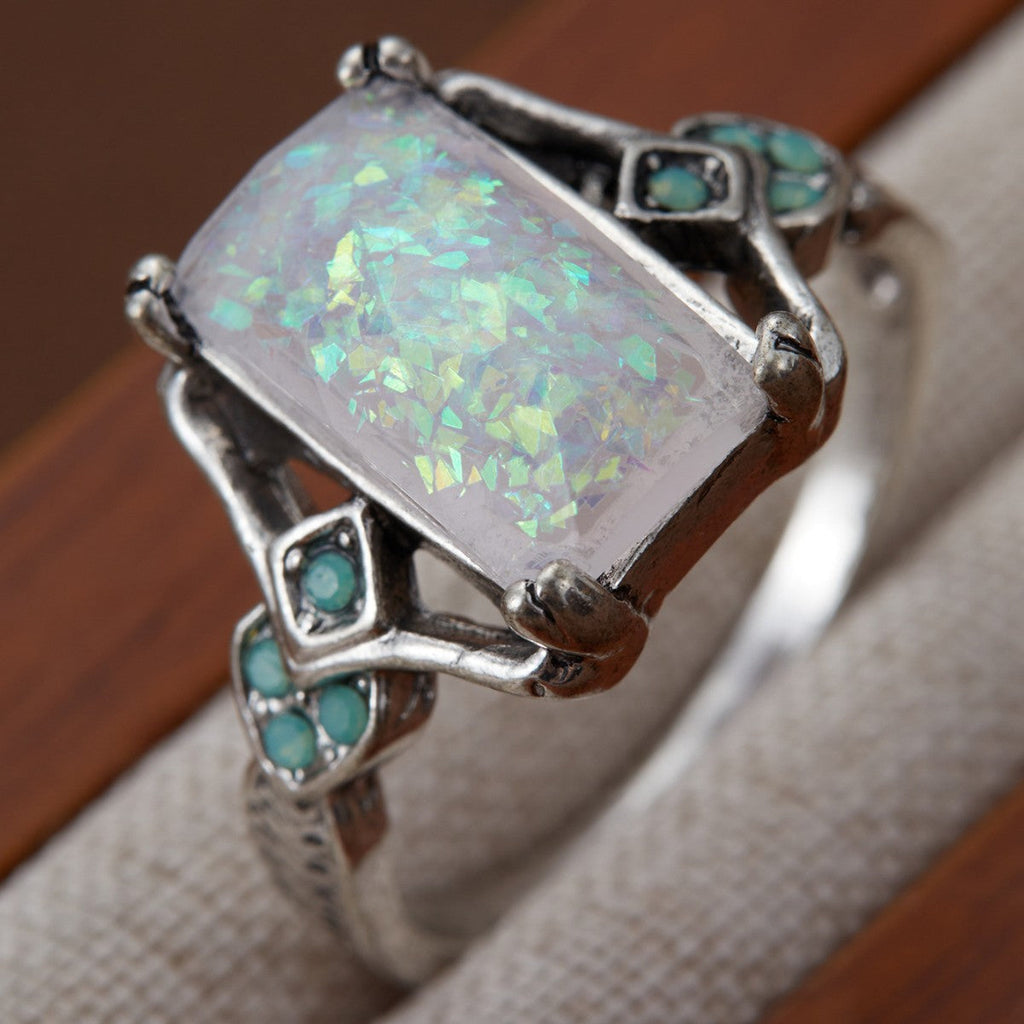 White Opal Silver Ring for Women by Seeyoura